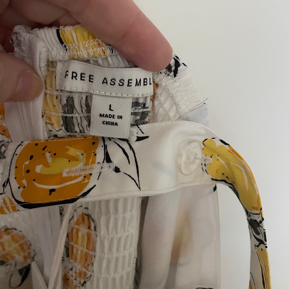 White Lemon Print Midi Dress - Yellow Floral Sundress - Picture 3 of 6